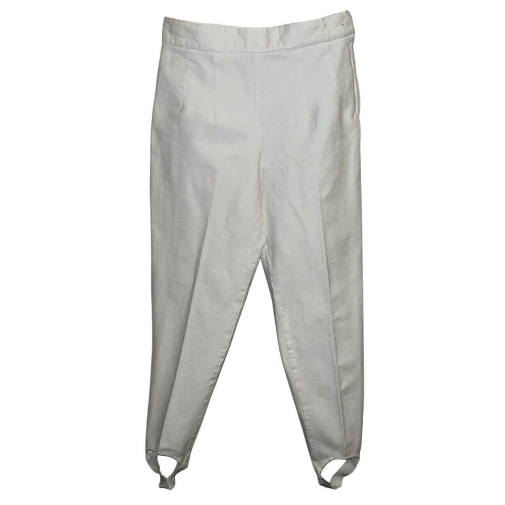 Vtg Winter White Stirrup Pants Soft Denim Stretch Women’s Sz 7/8 70s 80s